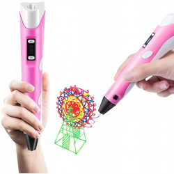 3D pero, tiskárna + 10m barevných náplní, růžové