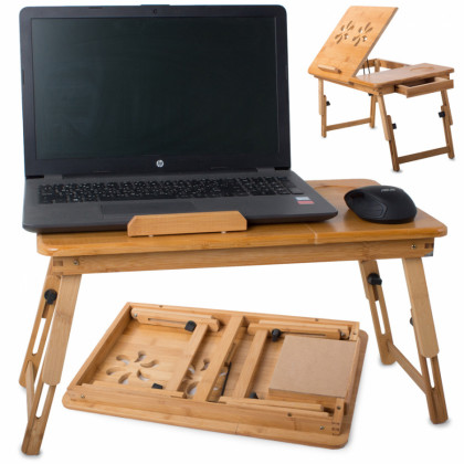 Bambusový skladací stolík pod notebook s ventiláciou