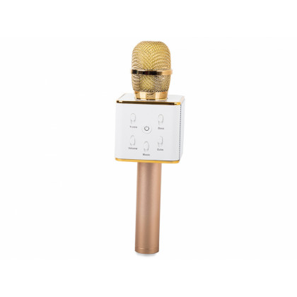Bezdrôtový bluetooth mikrofón 3Wx2 s reproduktorom - zlatý