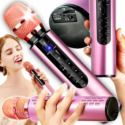 Bluetooth karaoke mikrofón s reproduktorom, K7-Pink