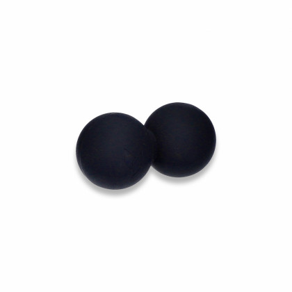Dvojitá masážna silikónová loptička DuoBall, priemer 6,5cm, čierna