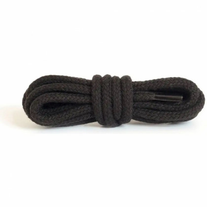 Silné kulaté černé bavlněné tkaničky do bot 90 cm