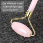 Jadeitový masážny valček na tvár + Gua Sha kameň v darčekovom balení - ružový