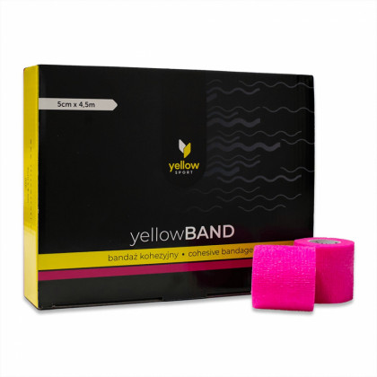 Kohezívny obväz yellowBAND - 5cm x 4,5m, neonovoružový, 12ks