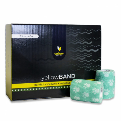 Kohezívny obväz yellowBAND - 7,5cm x 4,5m, zelený s labkami, 12ks