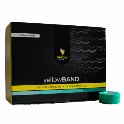 Kohezívny obväz yellowBAND - 2,5cm x 4,5m, tyrkysovozelený, 36ks