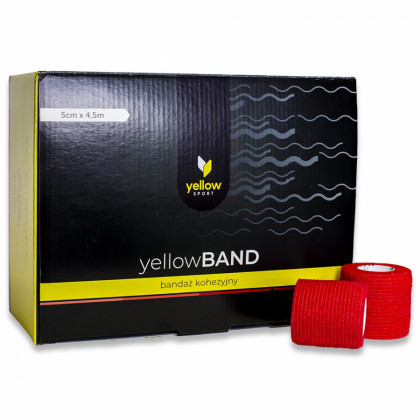 Kohezívny obväz yellowBAND - 5cm x 4,5m, červený, 12ks