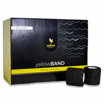 Kohezívny obväz yellowBAND - 5cm x 4,5m, čierny, 12ks