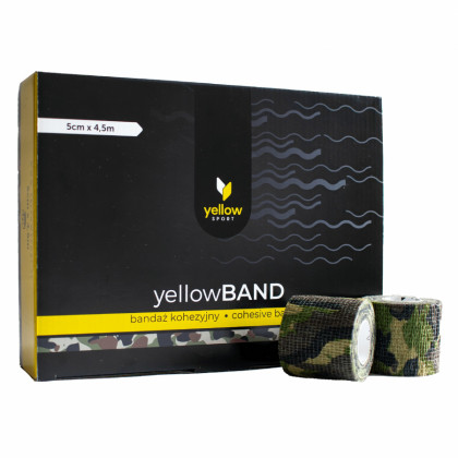 Kohezívny obväz yellowBAND - 5cm x 4,5m, maskáčovozelený, 12ks