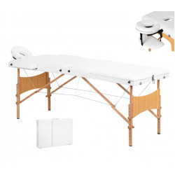 Skládací dřevěný masážní stůl Komfort Lux 3-dílný, 190 x 70 cm, bílý