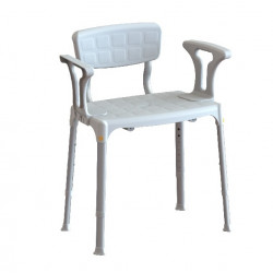 Výškově nastavitelná sprchová židle s opěradlem a madly 39 - 54 cm