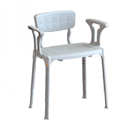 Výškovo nastaviteľná stolička s operadlom a madlami do sprchy 39 - 54 cm