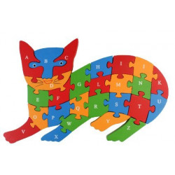 Kočka - vzdělávací dřevěné abecední puzzle