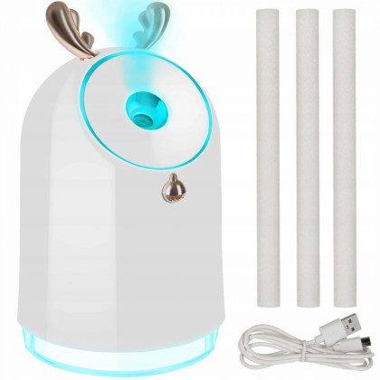 Zvlhčovač vzduchu USB s aróma difuzérom, 250 ml biely