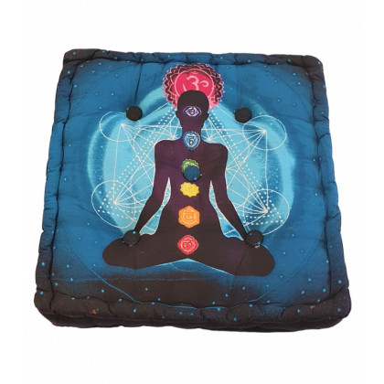 Meditační sedátko Yogi 7 čaker, tyrkysové, 44 x 44 x 9 cm