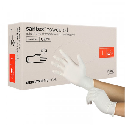 Jednorázové latexové rukavice Santex s pudrem XL - 100ks