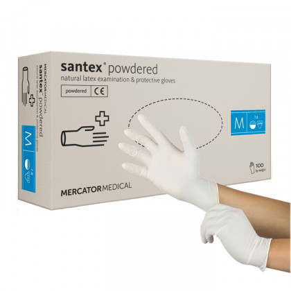 Jednorazové latexové rukavice Santex s púdrom M - 100ks