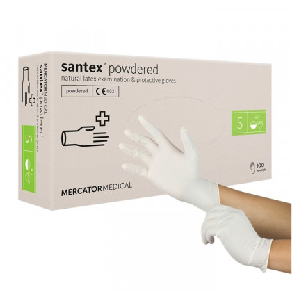 Jednorazové latexové rukavice Santex s púdrom S - 100ks