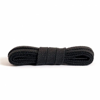 Ploché čierne bavlnené šnúrky do topánok 120cm
