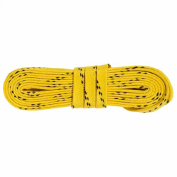 Hokejové ploché voskované žluté černé tkaničky do bruslí délka 274cm