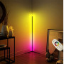 Rohová LED stojací lampa RGB-W, 20W, 140cm, černá
