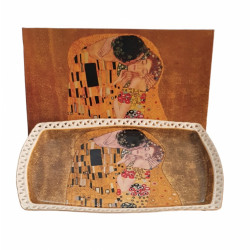 Servírovací podnos Gustáv Klimt Kiss 35 cm, hnědý