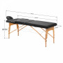 Skladací masérsky drevený stôl, Komfort Lux 2 dielny, 190 x 70cm, čierny