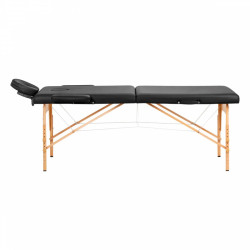 Skládací dřevěný masážní stůl Komfort Lux 2 díly, černý