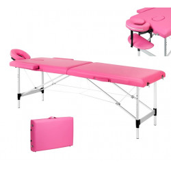 Skládací hliníkový masážní stůl, Comfort 2-dílný, růžový