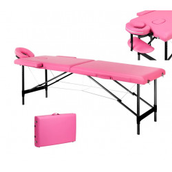 Skládací hliníkový masážní stůl, Comfort 2-dílný, růžovo-černý