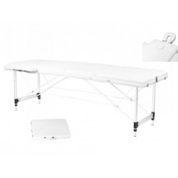 Skládací hliníkový masážní stůl, Comfort 3-dílný, bílý
