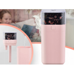 Ultrazvukový zvlhčovač vzduchu s LED projektorem, růžový