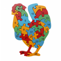Kohout - dřevěné vzdělávací puzzle s čísly