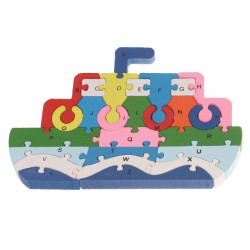 Loď - dřevěné vzdělávací puzzle s abecedou