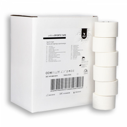 Bavlnené tejpovacie pásky Sports Tape White, 3,8cm x 9,1m, biele, 36ks