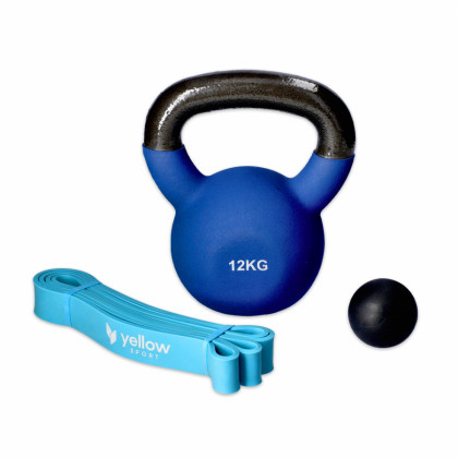 Fitness sada Pump – 1 kettlebell, 1 expander, 1 masážna lopta