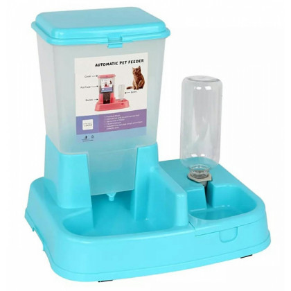 Automatický dávkovač na vodu a krmivo 2v1, modrý