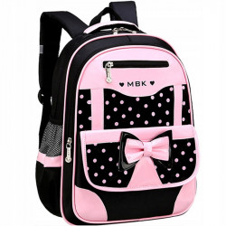Školní batoh s mašlí pro dívky SET, černo-růžový