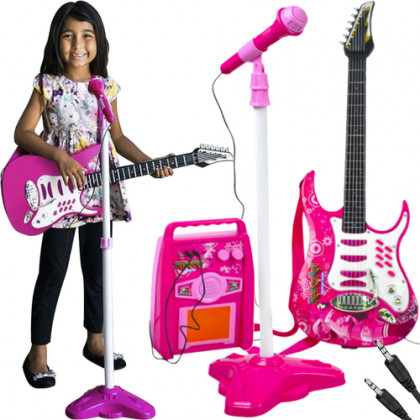 Karaoke detský set s gitarou, mikrofónom a zosilňovačom
, ružová
