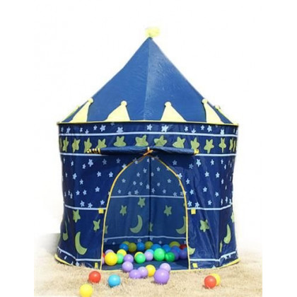 Detský stan v tvare zámku, modrý