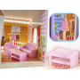 Drevený domček pre bábiky s LED osvetlením, ružový