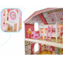 Drevený domček pre bábiky s LED osvetlením, ružový