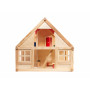 Drevený domček pre bábiky s nábytkom, 26,5 x 40,5 x 38 cm