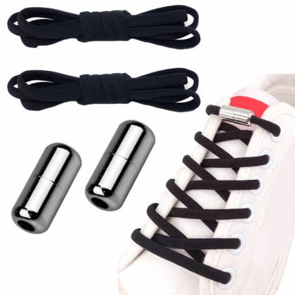 Elastické šnúrky do topánok bez viazania 100cm, čierne