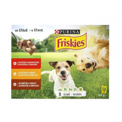 Friskies Dog Adult Multipack hovězí, kuřecí, jehněčí ve šťávě 12 x 100 g