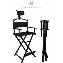 Hliníková skládací kosmetická židle s opěrkou hlavy Beautylushhh