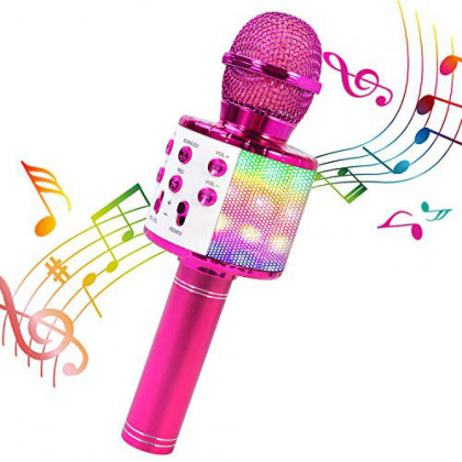 Karaoke mikrofón s reproduktorom a podsvietením WS858L, ružový