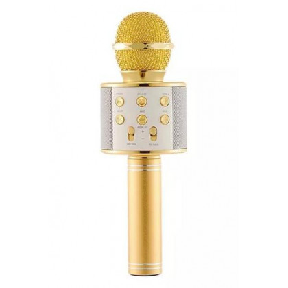 Karaoke mikrofon s reproduktorem, zlatý