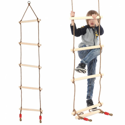 Lanový rebrík drevená záhradná hojdačka 40 x 190 cm