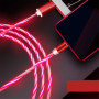 Magnetický USB nabíjací kábel 3v1 LED, červený
